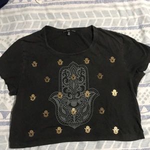 Hamsa hand crop top tee